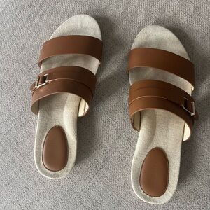 Cole Haan Shoes Womens Size 8 Francine Demi Brown Wedge Slide Sandals W23587